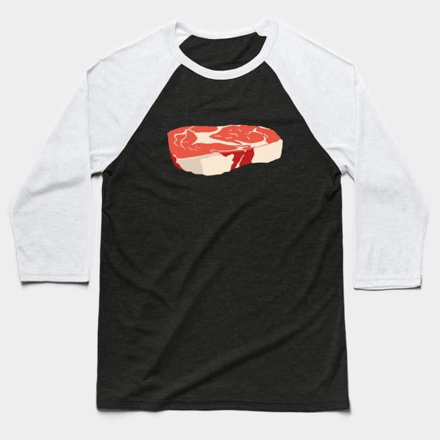 Steak Illustration Baseball T-Shirt by ahadden